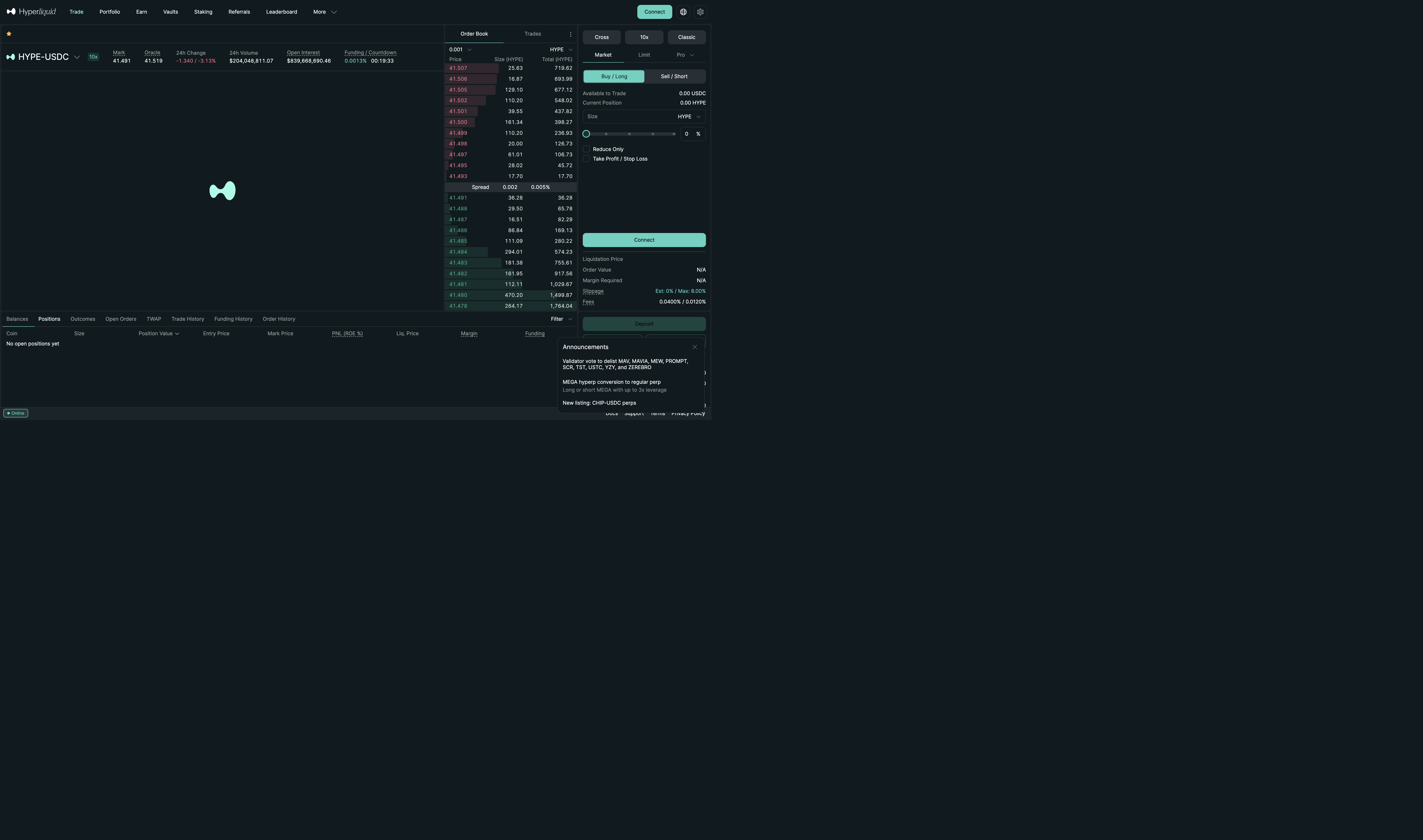 Hyperliquid trading interface screenshot